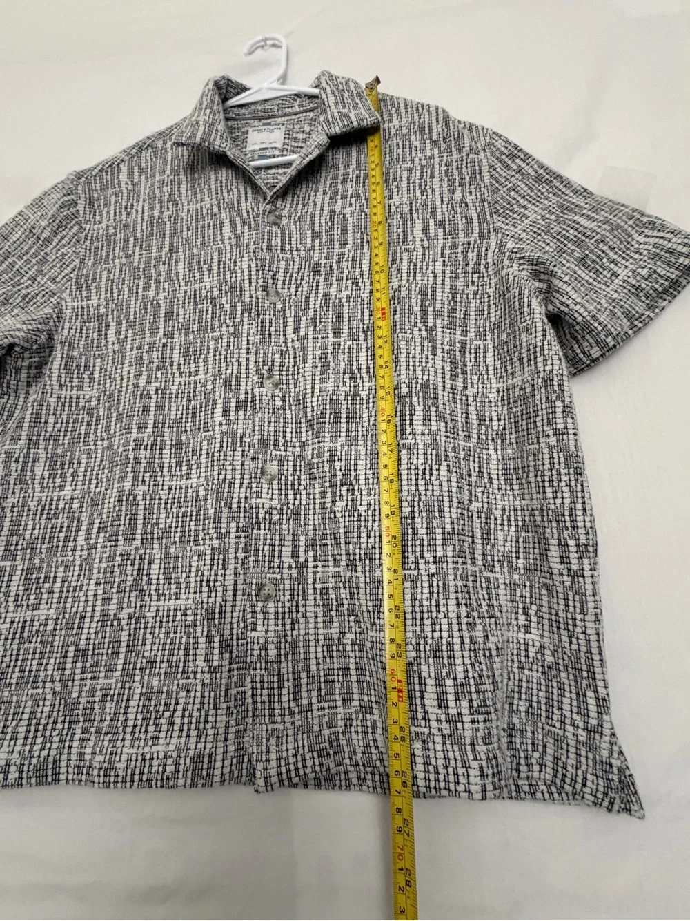 Denim & Flower Mens Large Camp Shirt Short Sleeve Textured Knit Relaxed(A917)